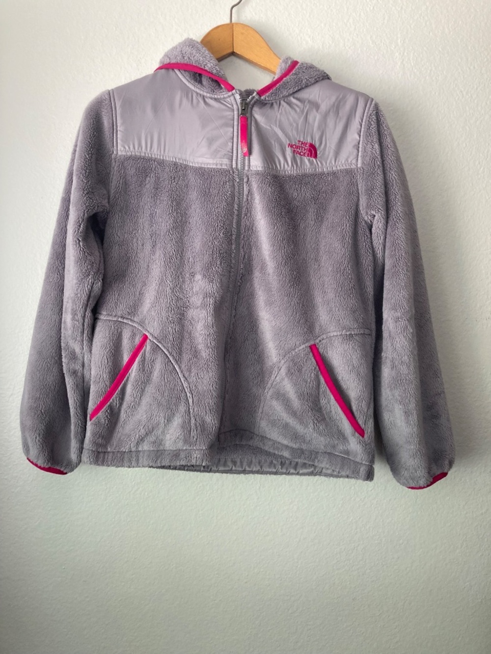 The North Face Oso Fleece Jacket Girls XL 18 Gray Pink Winter Outdoors Nature